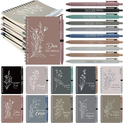 Lot de 10 carnets chrétiens avec stylos assortis