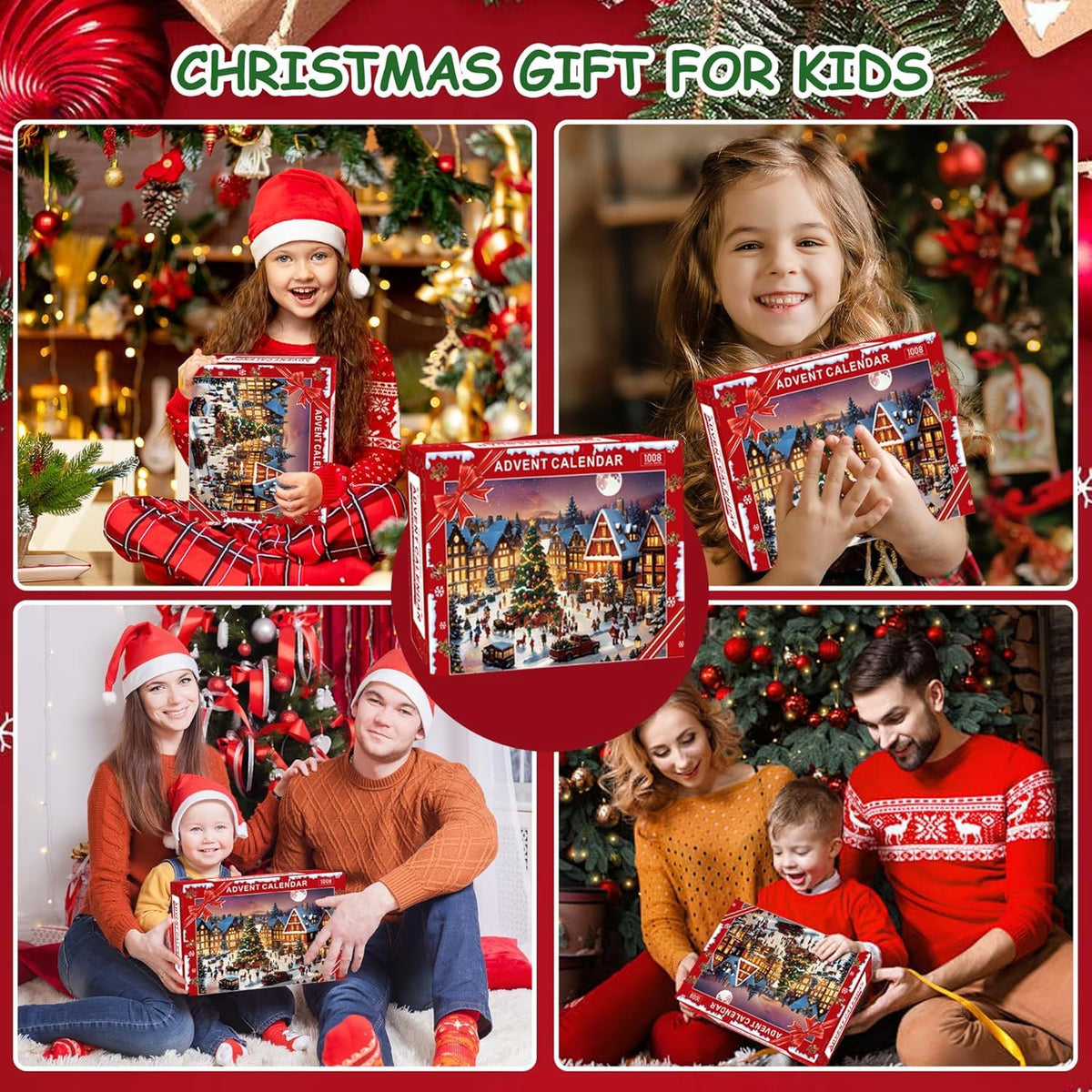Calendrier de l'Avent 2026 - Puzzle de Noël — 1008 pièces - 24 boîtes numérotées