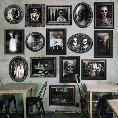 Lot de 15 portraits gothiques Halloween – Photos effrayantes format cadre | Benjia