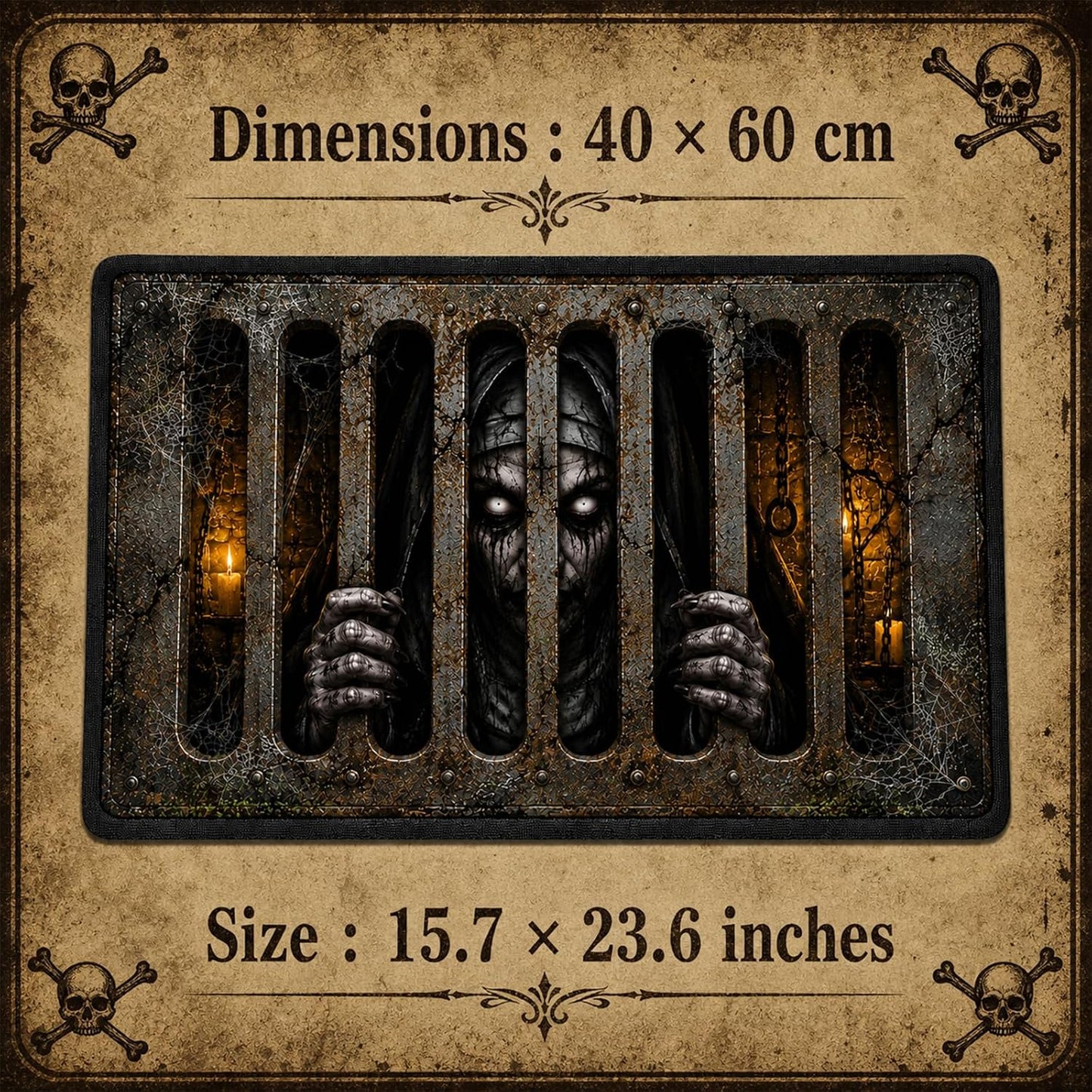 Paillasson Halloween 3D – 40 × 60 cm | Intérieur & Extérieur