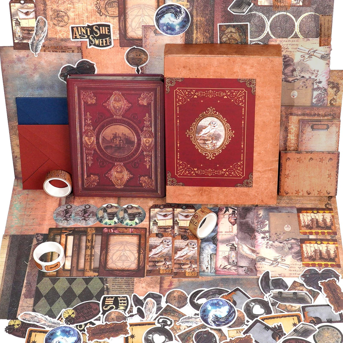 Kit de scrapbooking vintage – 185 pièces