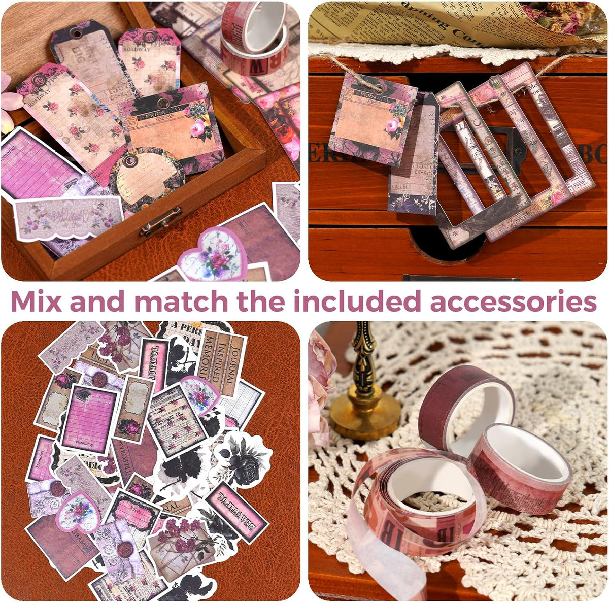 Kit de scrapbooking vintage – 185 pièces