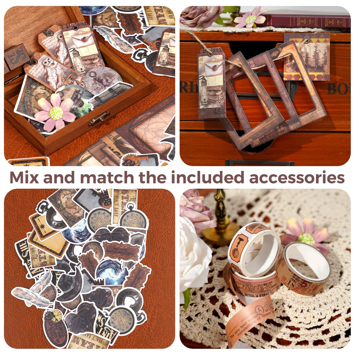 Kit de scrapbooking vintage – 185 pièces