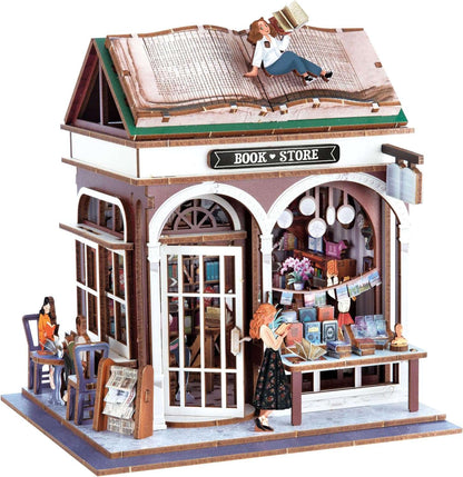 Diorama Librairie miniature en bois avec LED – Kit DIY 148 pièces | Buki