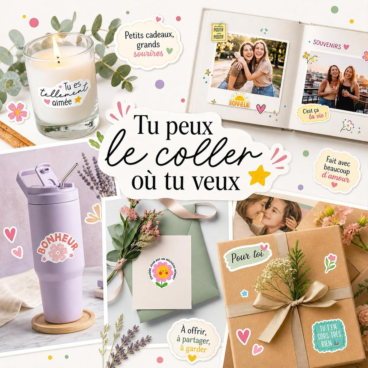 Autocollants inspirants en français – 8 feuilles