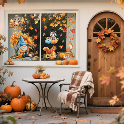 Stickers fenêtre automne – 121 autocollants réutilisables