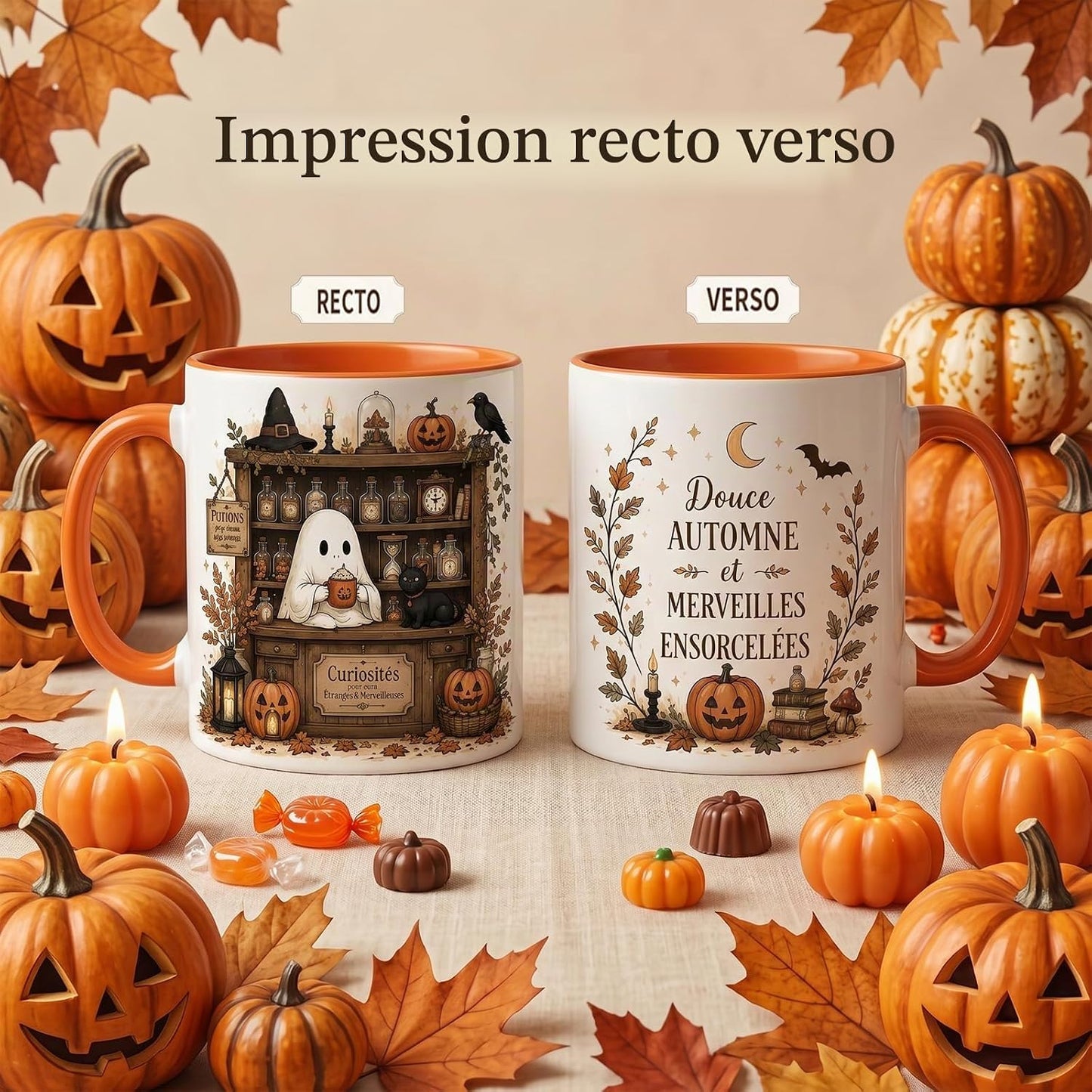 Mug Fantôme Automne – 360 ml | Illustration Recto Verso
