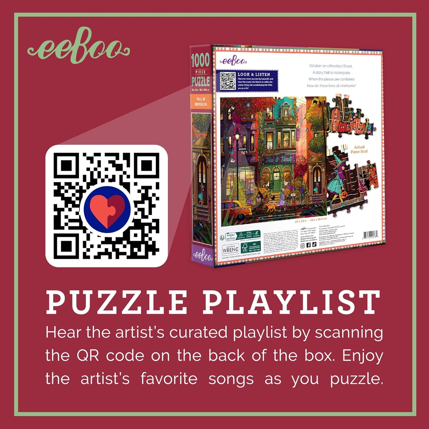 Puzzle 1000 pièces – Automne à Brooklyn | Illustration Laura El | eeboo