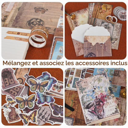 Kit de scrapbooking vintage – 185 pièces