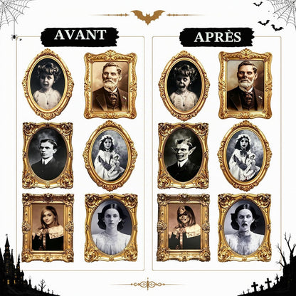 Galerie hantée – Lot de 6 cadres 3D à portraits changeants | Dutown