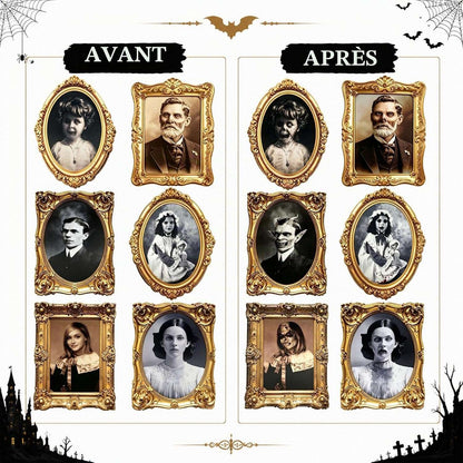 Galerie hantée – Lot de 6 cadres 3D à portraits changeants | Dutown