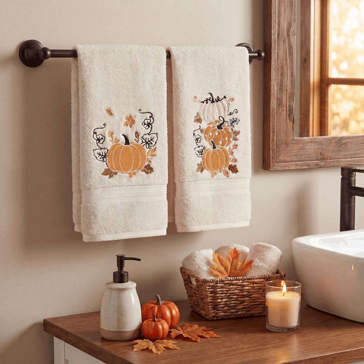 Serviettes Automne brodées – Lot de 2 | Artoid Mode