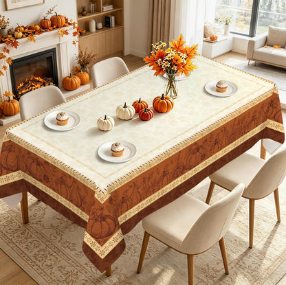 Nappe Automne Citrouille & Feuilles – Rectangulaire | Plusieurs tailles