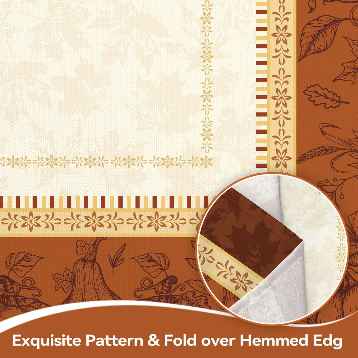Nappe Automne Citrouille & Feuilles – Rectangulaire | Plusieurs tailles