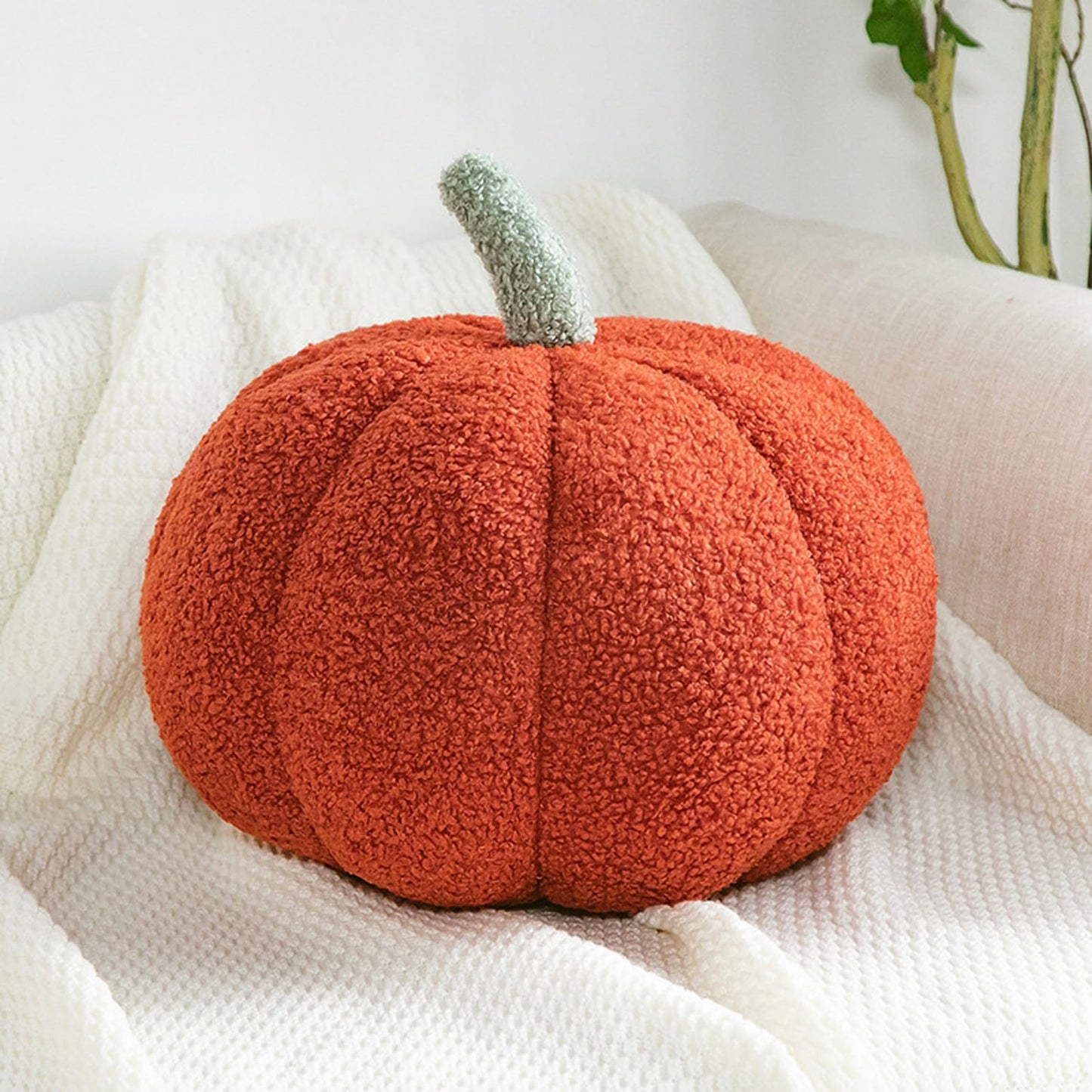 Coussin citrouille en velours Teddy – Décoration d'automne & Halloween