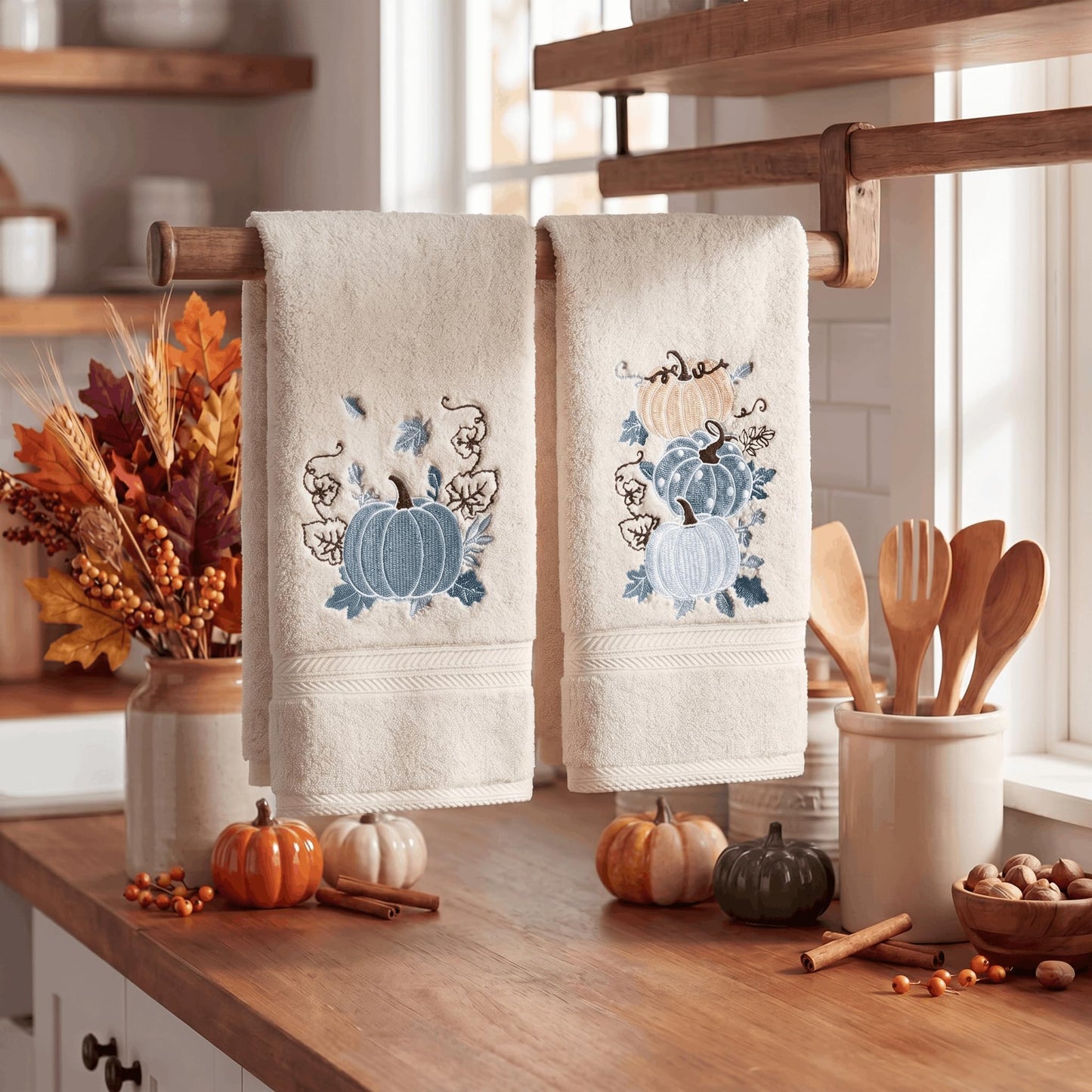 Serviettes Automne brodées – Lot de 2 | Artoid Mode