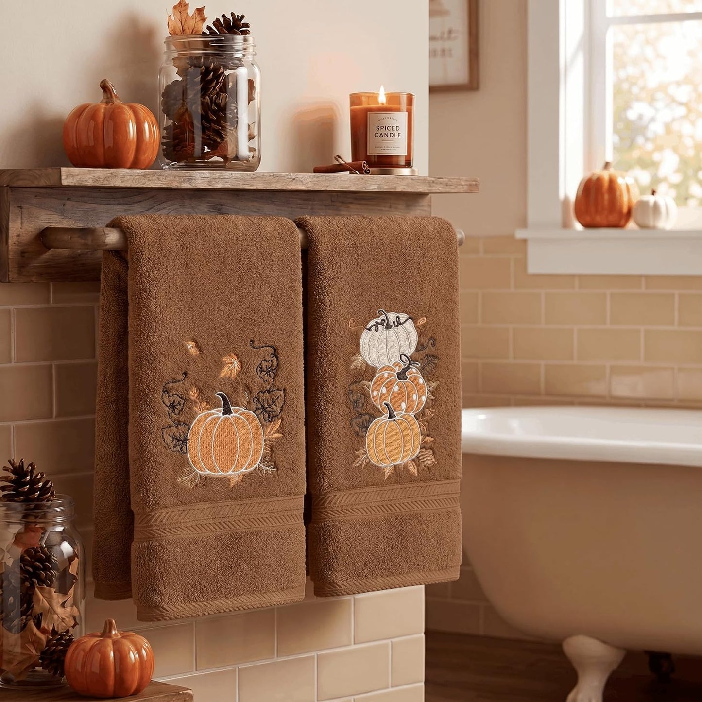 Serviettes Automne brodées – Lot de 2 | Artoid Mode
