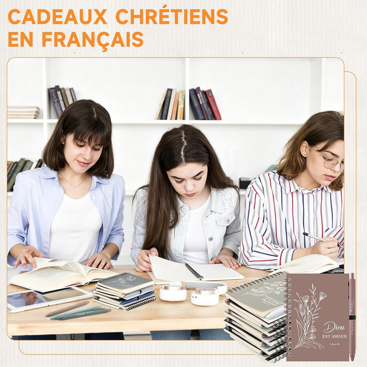 Lot de 10 carnets chrétiens avec stylos assortis
