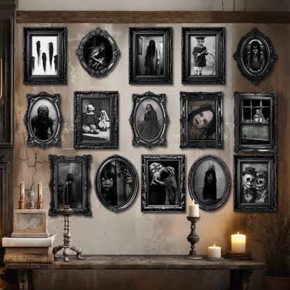 Lot de 15 portraits gothiques Halloween – Photos effrayantes format cadre | Benjia