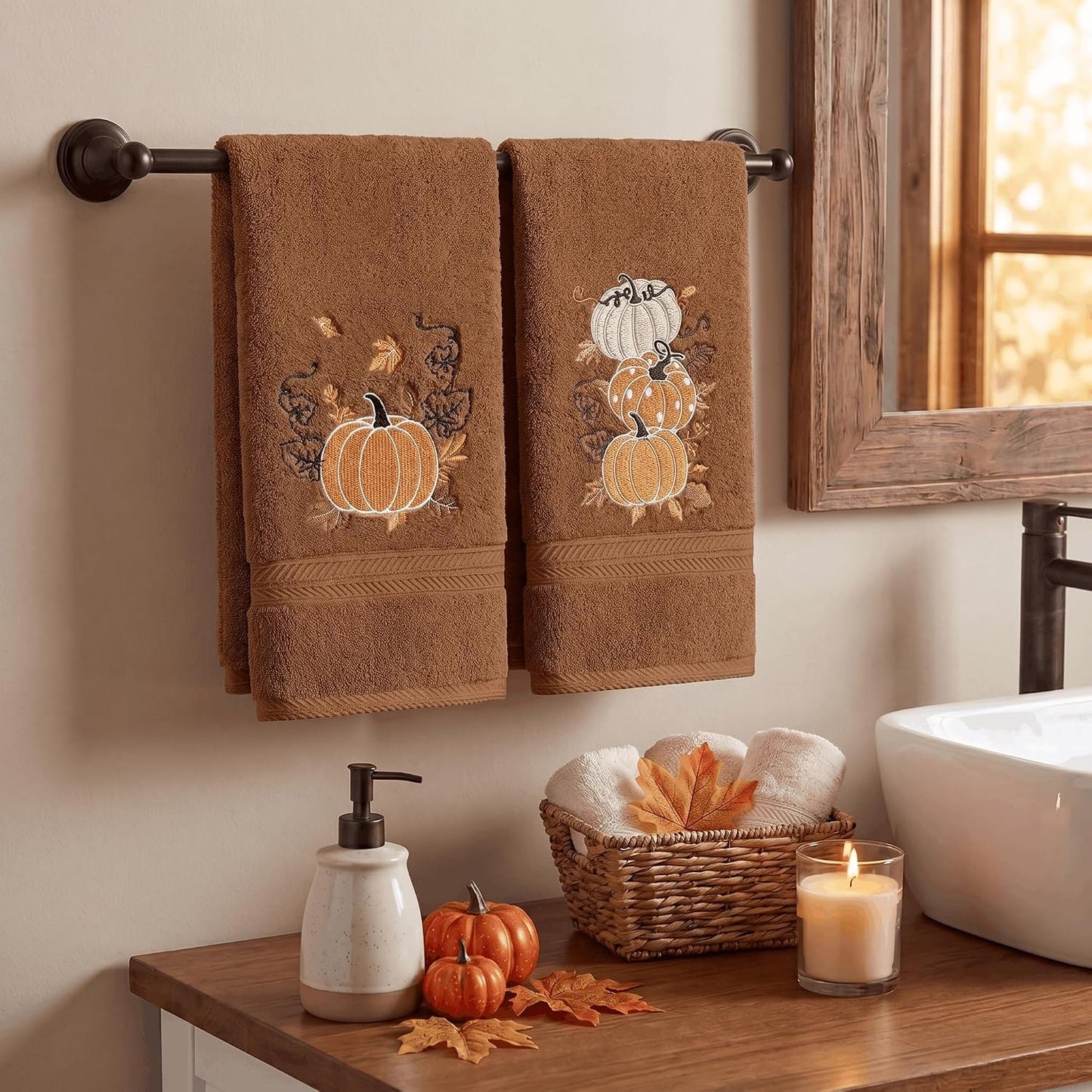 Serviettes Automne brodées – Lot de 2 | Artoid Mode