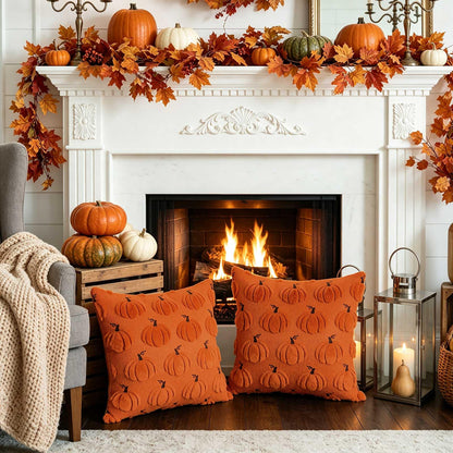 Housses de coussin Automne citrouille – Lot de 2 | Benjia