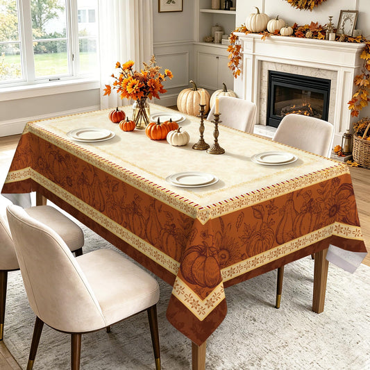 Nappe Automne Citrouille & Feuilles – Rectangulaire | Plusieurs tailles