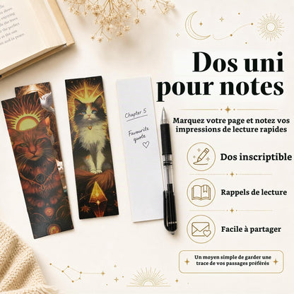 30 marque-pages illustrés – Fantasy "Art nouveau "ou "Tarot mystique félin"