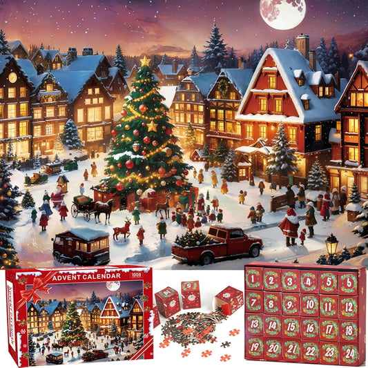 Calendrier de l'Avent 2026 - Puzzle de Noël — 1008 pièces - 24 boîtes numérotées