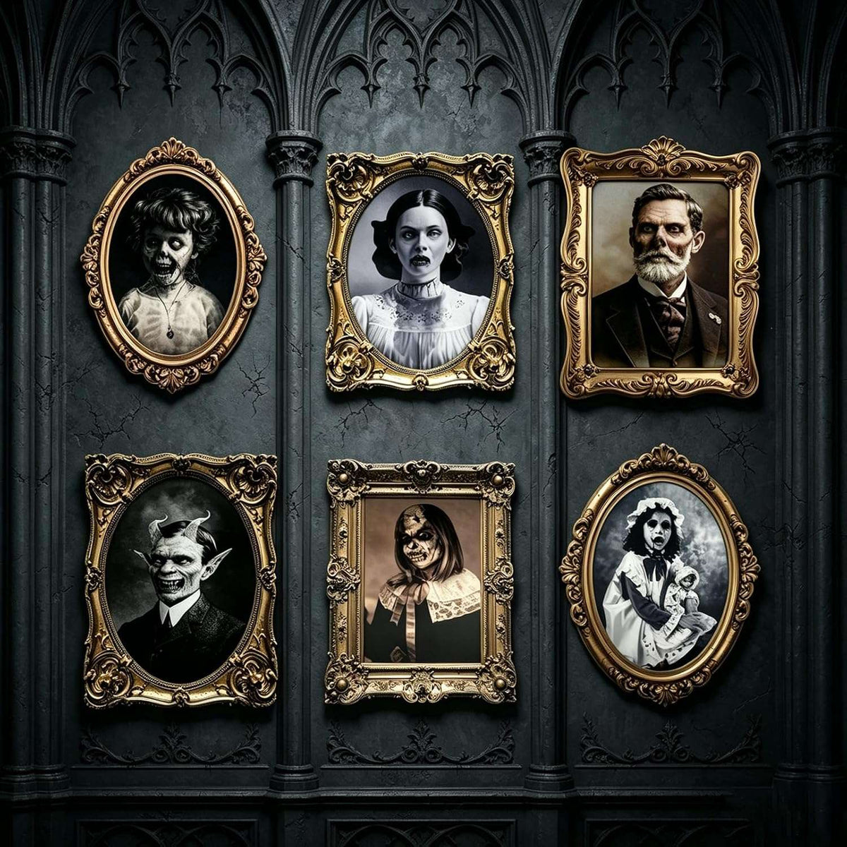 Galerie hantée – Lot de 6 cadres 3D à portraits changeants | Dutown