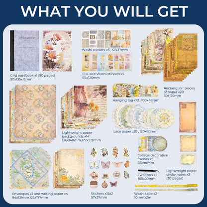 Kit de scrapbooking vintage – 185 pièces