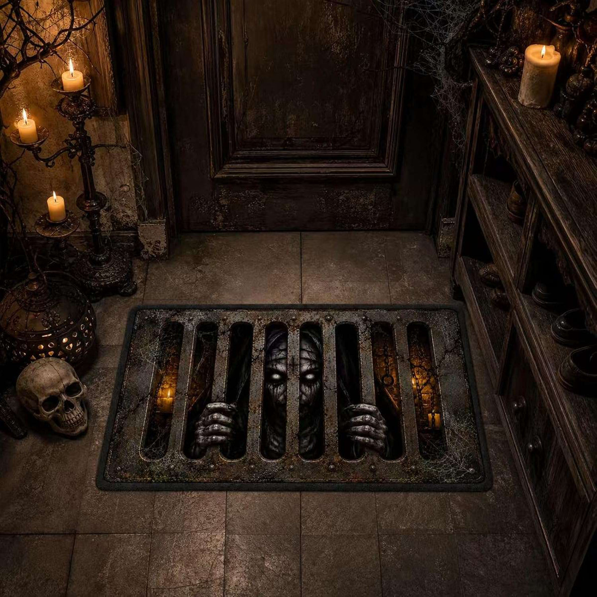 Paillasson Halloween 3D – 40 × 60 cm | Intérieur & Extérieur