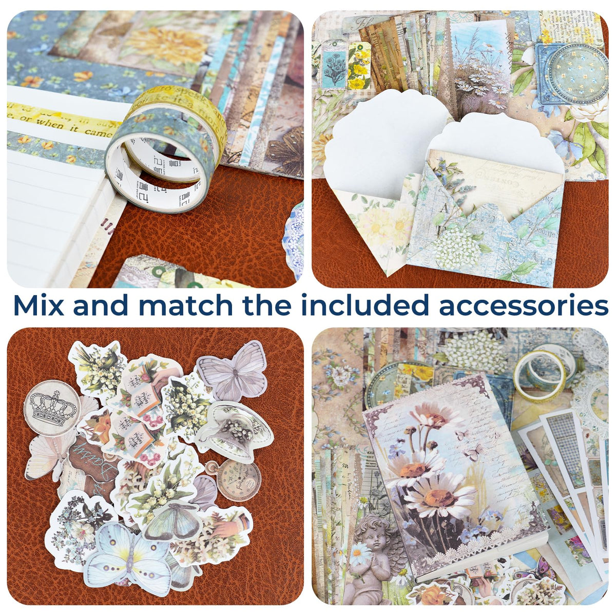Kit de scrapbooking vintage – 185 pièces