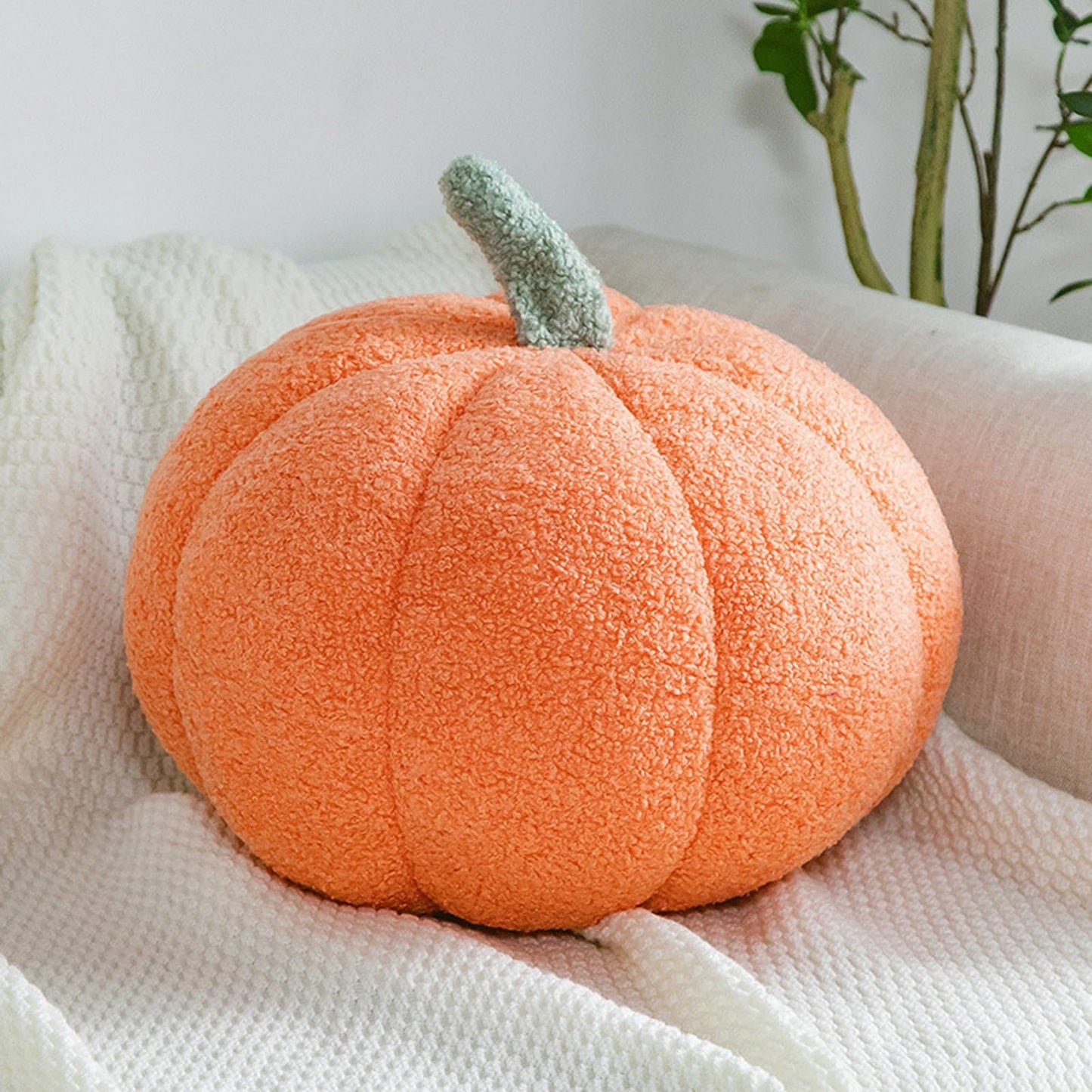Coussin citrouille en velours Teddy – Décoration d'automne & Halloween