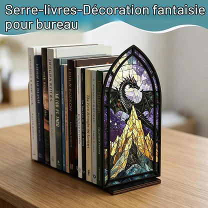 Serre-livres Dragon – Effet vitrail gothique