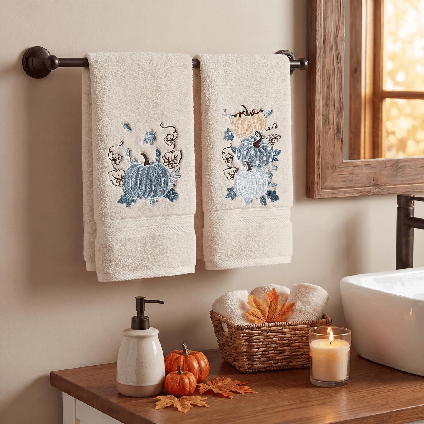 Serviettes Automne brodées – Lot de 2 | Artoid Mode