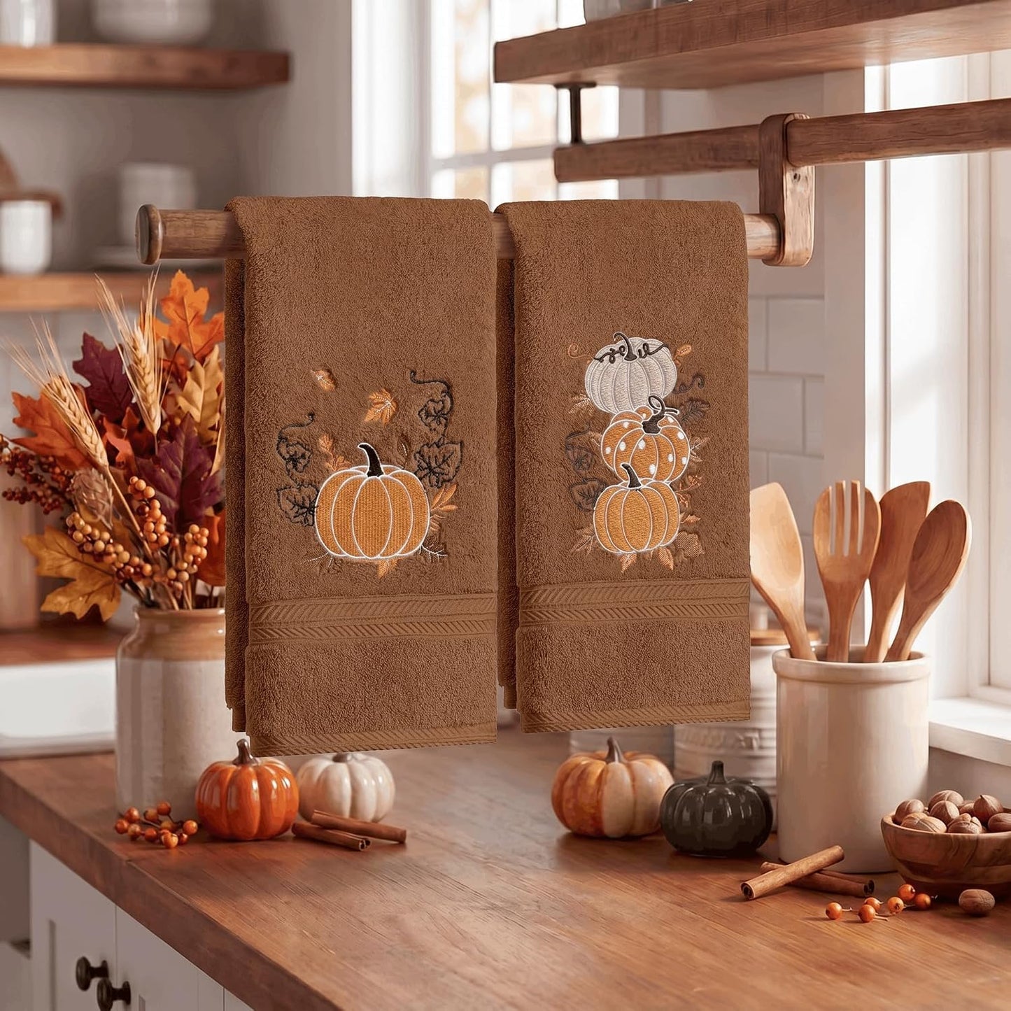 Serviettes Automne brodées – Lot de 2 | Artoid Mode