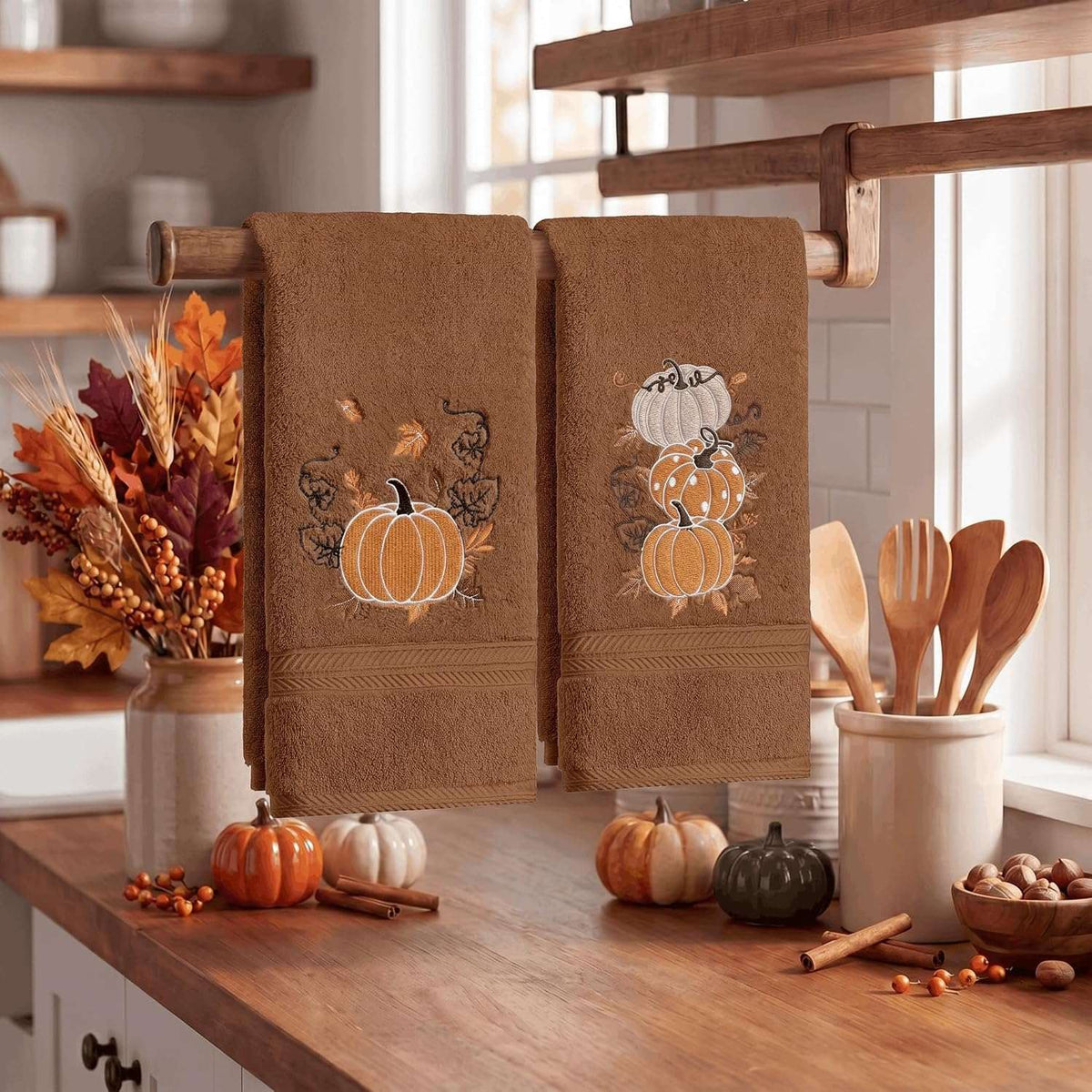 Serviettes Automne brodées – Lot de 2 | Artoid Mode