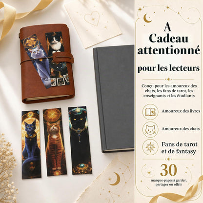 30 marque-pages illustrés – Fantasy "Art nouveau "ou "Tarot mystique félin"