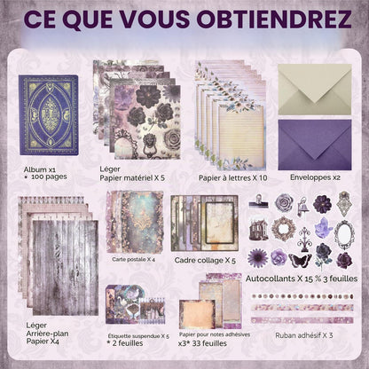 Kit de scrapbooking vintage – 185 pièces