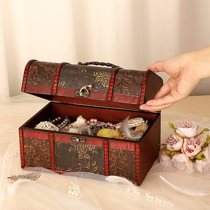 Malle au trésor vintage en bois – Coffret à bijoux et souvenirs