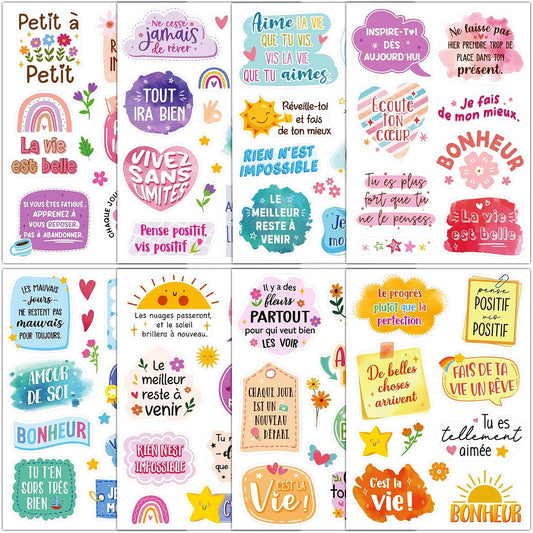 Autocollants inspirants en français – 8 feuilles
