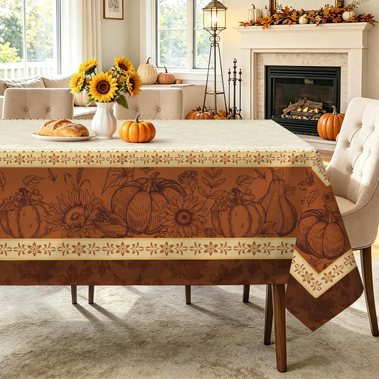 Nappe Automne Citrouille & Feuilles – Rectangulaire | Plusieurs tailles