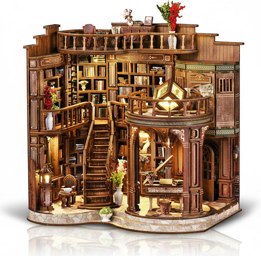 Book Nook Bibliothèque Grande – Maquette 3D DIY 888 Pièces avec LED | MAKEASY