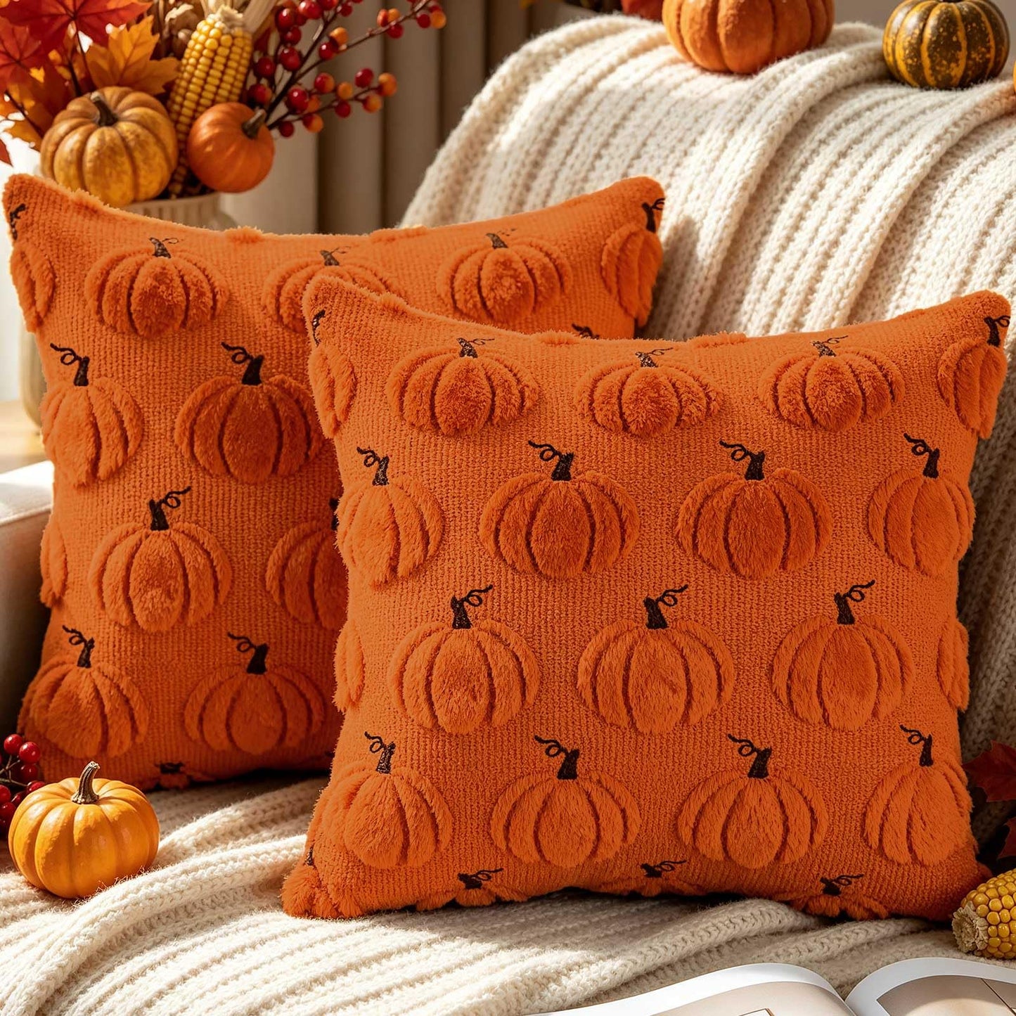 Housses de coussin Automne citrouille – Lot de 2 | Benjia