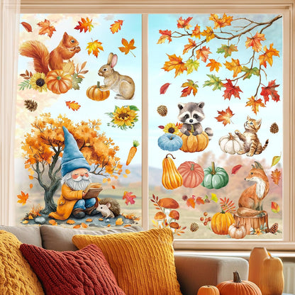 Stickers fenêtre automne – 121 autocollants réutilisables