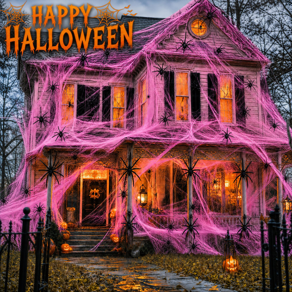Toile d’araignée décorative Halloween 400 g + 60 araignées – Ultra-extensible