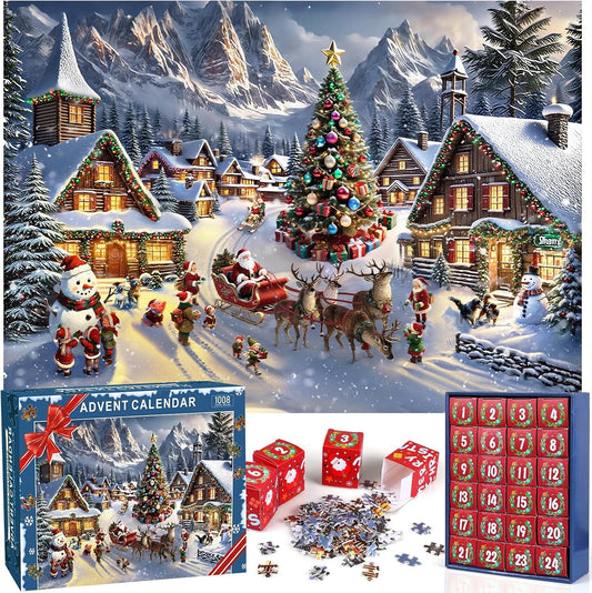 Calendrier de l'Avent 2026 - Puzzle de Noël — 1008 pièces - 24 boîtes numérotées