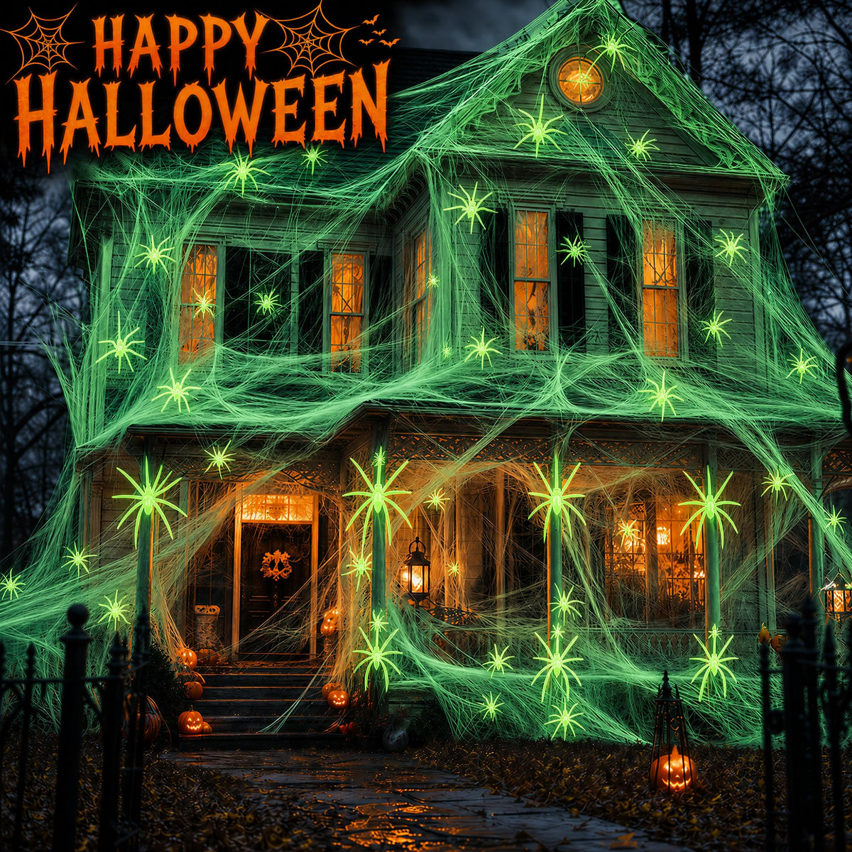 Toile d’araignée décorative Halloween 400 g + 60 araignées – Ultra-extensible