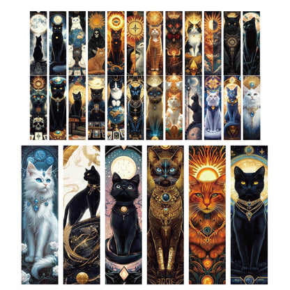 30 marque-pages illustrés – Fantasy "Art nouveau "ou "Tarot mystique félin"