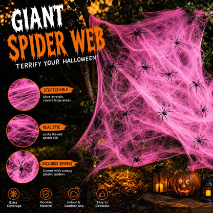 Toile d’araignée décorative Halloween 400 g + 60 araignées – Ultra-extensible